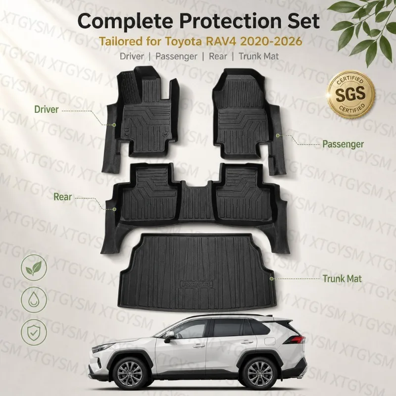 Коврики для пола автомобиля из ТПЭ, коврик в багажник для Toyota RAV4 2020–2026, водонепроницаемые, для модификации салона, автомобильные аксессуары