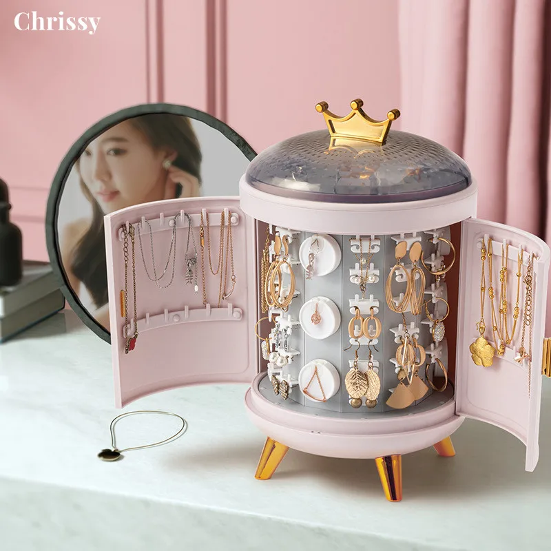 

Crown Jewelry Organizer Box Jewel Jewellery Storage Case Travel Storage Bag For Rings Earrings Necklaces Plastic Container