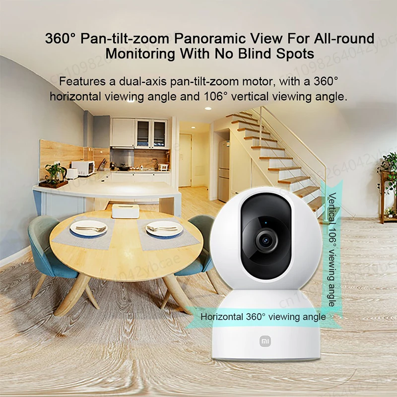 XIAOMI Home Security Intelligent Wifi Camera 2 PTZ Version，2.5K，360° Panoramic，AI Human Detection，Chinese Version With Adapter