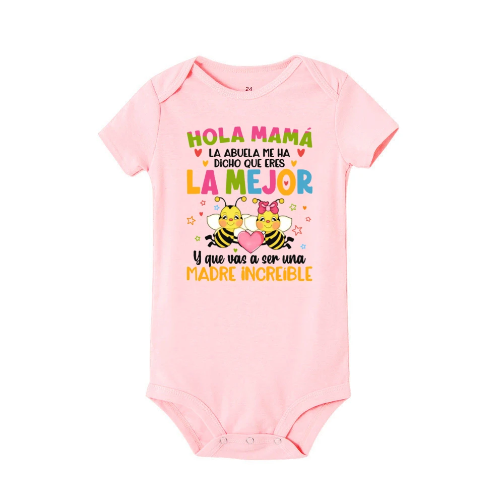 Hello Mom  You Are Going To Be An Incredible Mother Printed Baby Romper Cute Infant Summer Clothes Newborn Short Sleeve Bodysuit