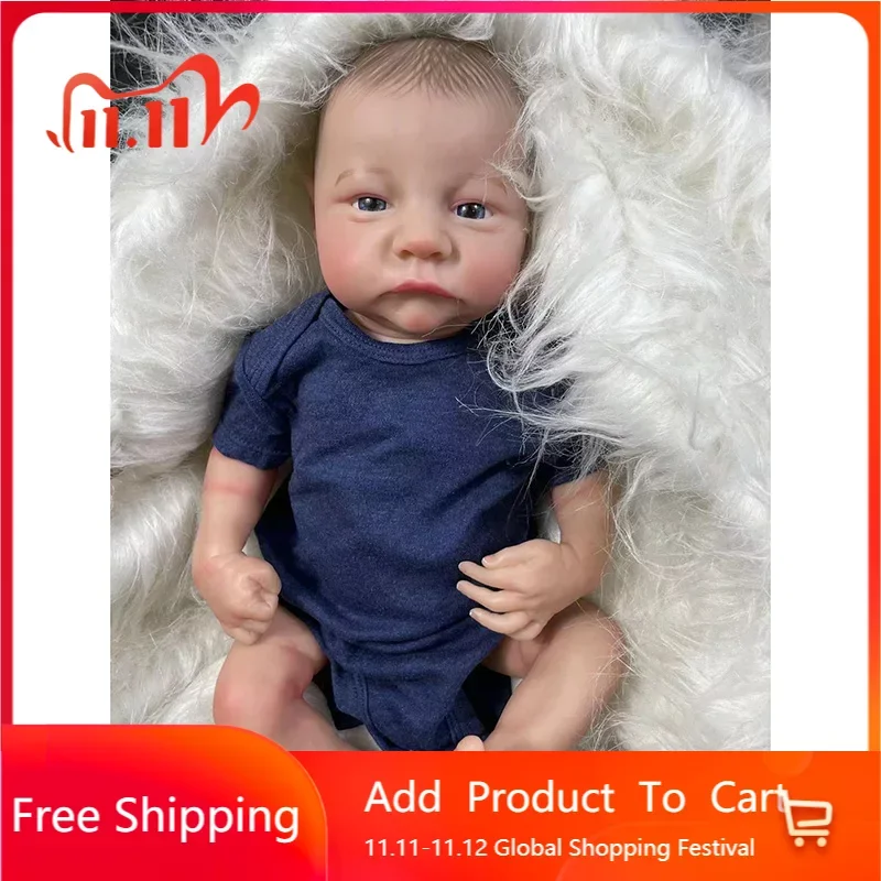 

18inch Already Painted Finished Reborn Baby Doll Levi Soft Vinyl Washable 3D Skin Visible Veins Collectible Art Doll