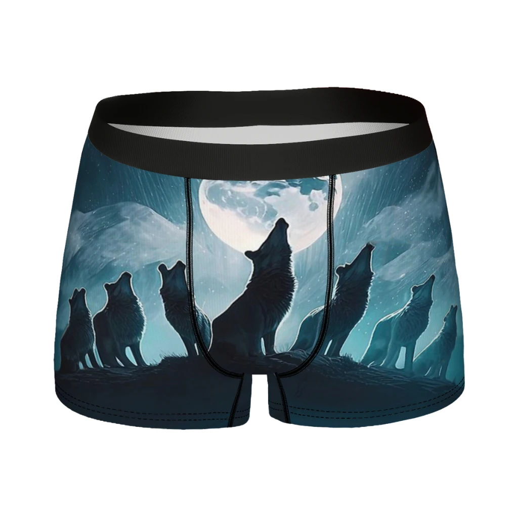 Wolf Group Howling Man's Boxer Briefs Underpants Forest Animal Highly Breathable High Quality Birthday Gifts