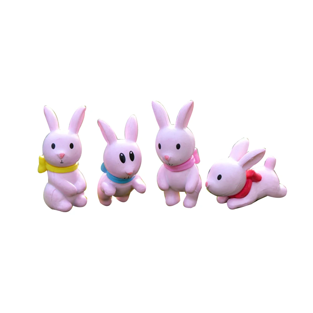 

8 pcs Mini Rabbit Garden Decor Kits For Fairy Diy Landscape Ornament Set White Plastic Figurines For Creative Play