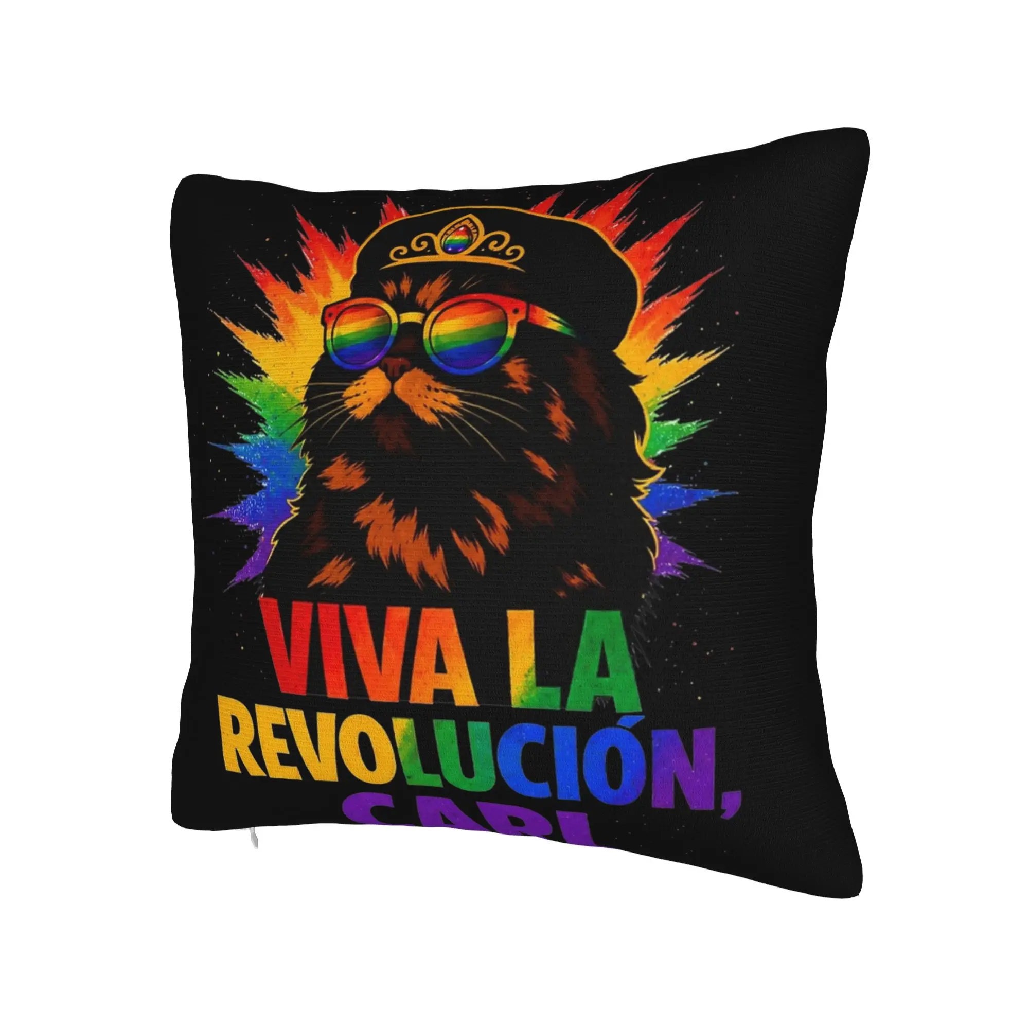 Decorative Pillow Cover Viva La Revolution Carl Cat Lover Merch Bedroom  Pillow Case Cover Square Multi Size
