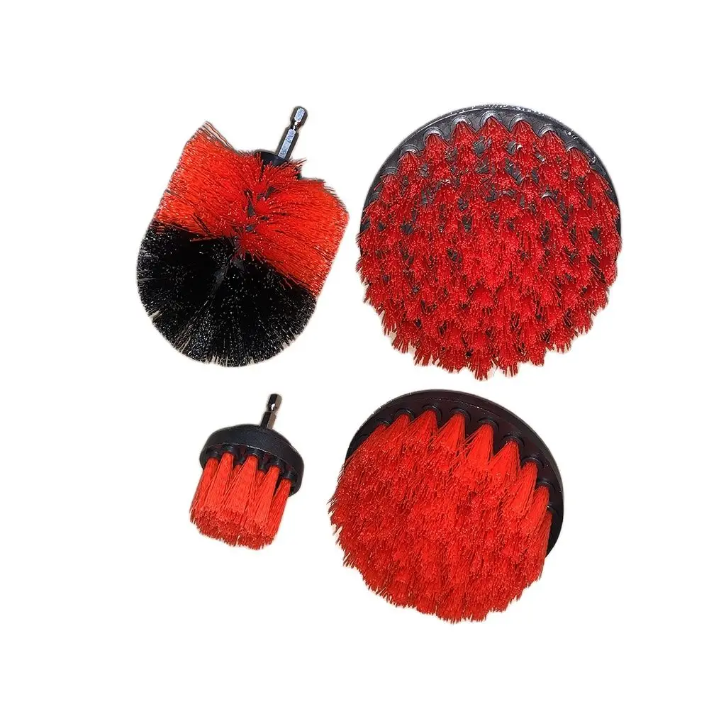 Red set brush heads for screwdriver and drill for dry cleaning brush for cleaning, a set of brush heads, brush on srewdriver