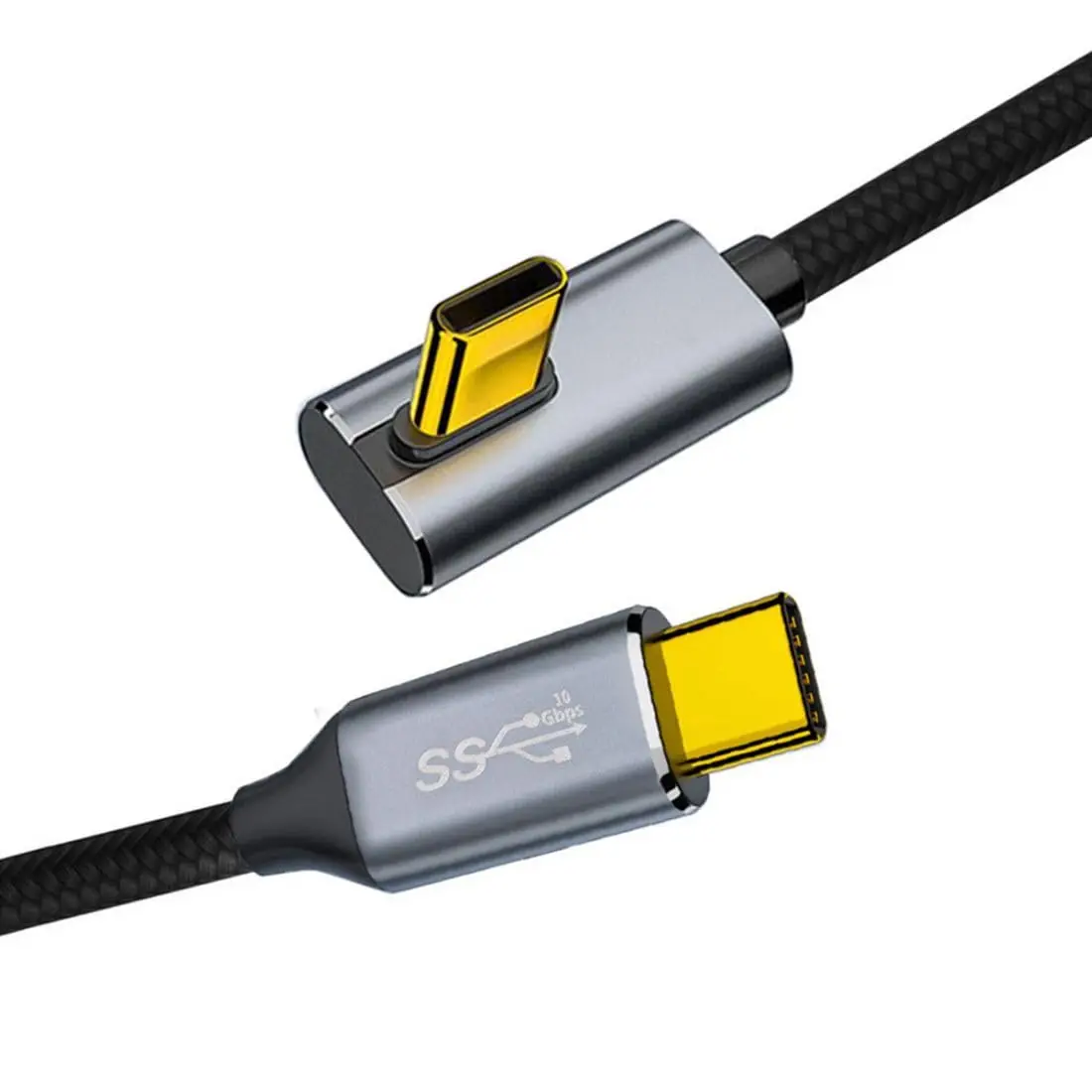 USB C to C Cable USB 3.1 Type C 10Gbps 100W Data Extension Cable 90 Degree Low Profile Angled 1.5M