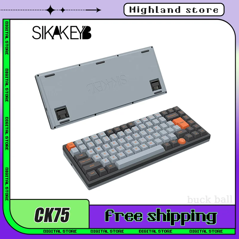 

SIKAKEYB CK75 Wireless Bluetooth Keyboard 82key RGB Mechanical Keyboard 3mode Gasket PBT Custom Esports Hot Swap Gaming Keyboard