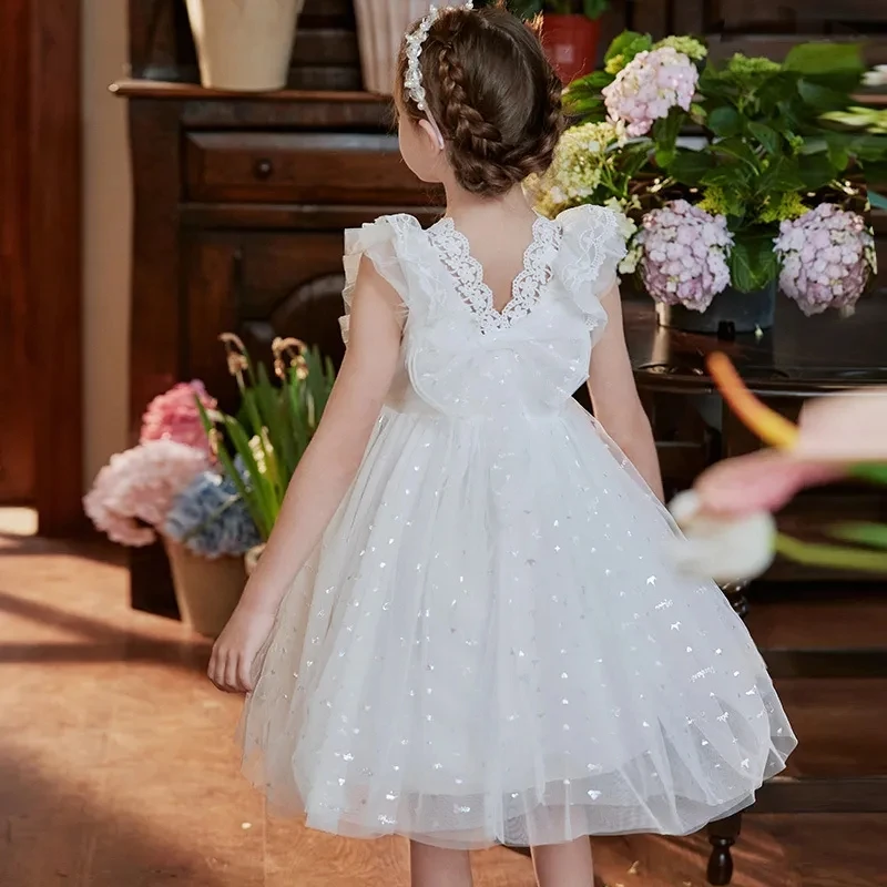 Robes de demoiselle d'honneur mignonnes pour mariage, appliques à gros nœud, dentelle, petit concours, quelle que soit la première communion des filles, quoi que ce soit pour les mariages, nouveau