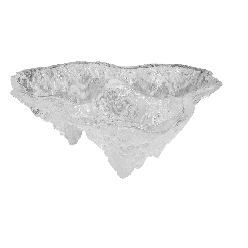 *Modern Transparent Resin Eco-Friendly Handmade Coffee Dining Table Glacier Frosted Steel Frame Entryway Furniture