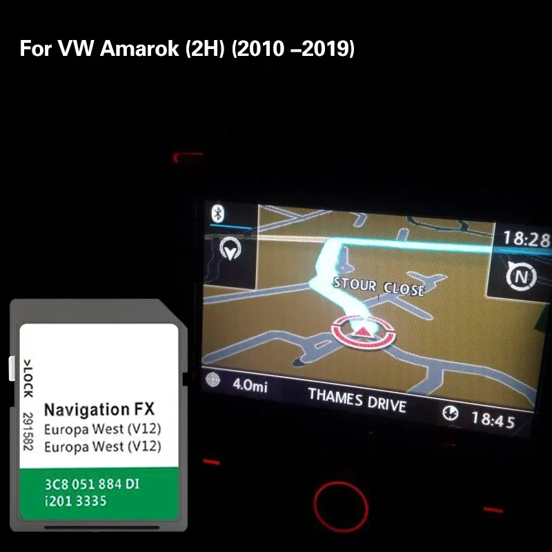 8GB FX V12 West for VW Amarok (2H) 2010 -2019 Europe SAT NAV GPS Naviation SD Map Card