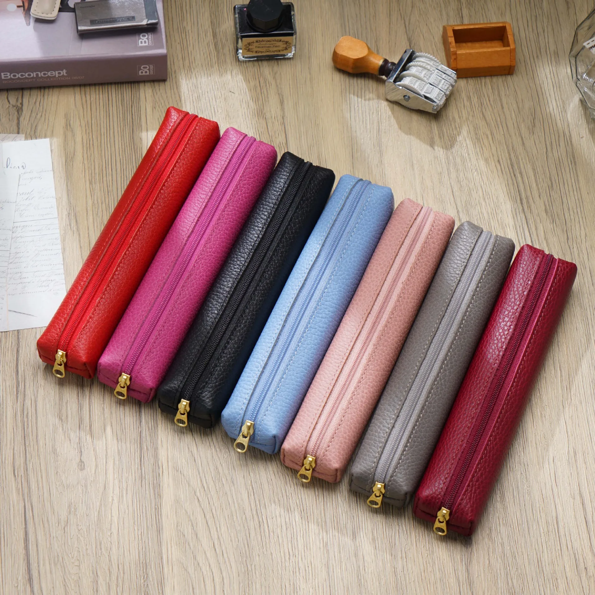 Handmade Leather Pen Crazy Horse Genuine Leather Pens Sleeve Support Customize LOGO Promotional Gifts Ballpoint Pen