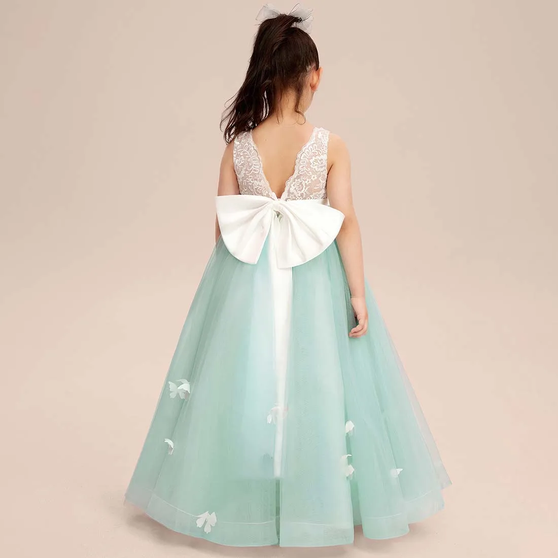 YZYmanualroom-Robe de demoiselle d'honneur en tulle, coupe trapèze, longueur au sol, 2-15T