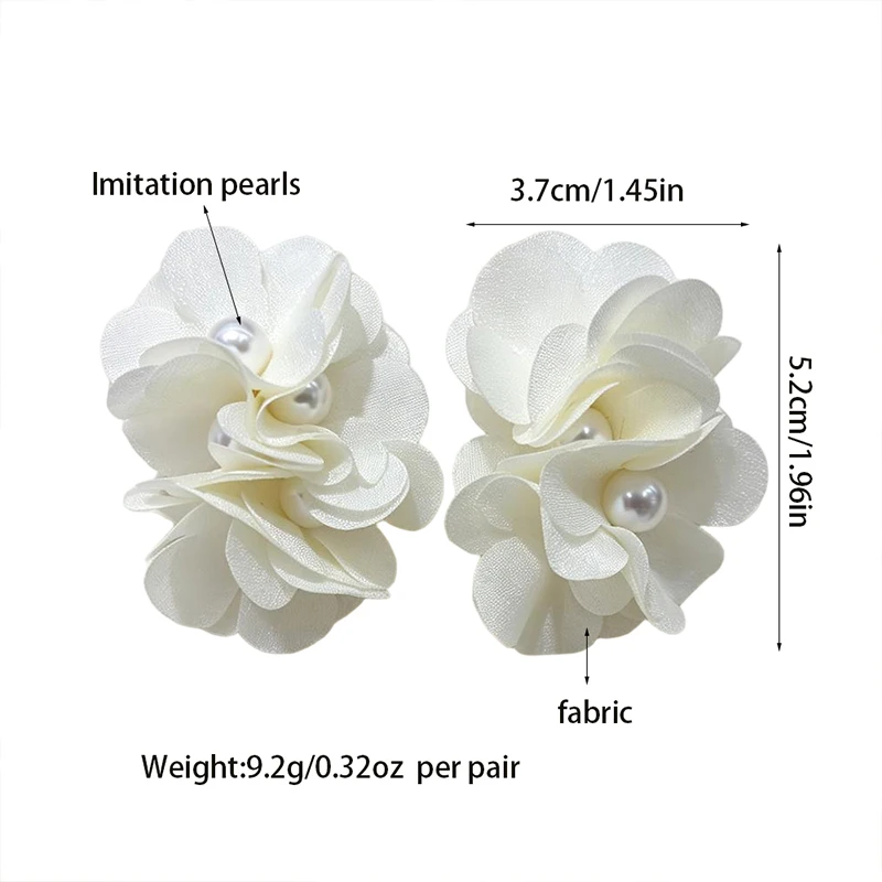 Dopamine Flower Pearl Clip-On-Ohrringe für Frauen, nicht durchstechende, schmerzfreie Ohrclips, Schmuckzubehör im Strandurlaubsstil – Detail 1