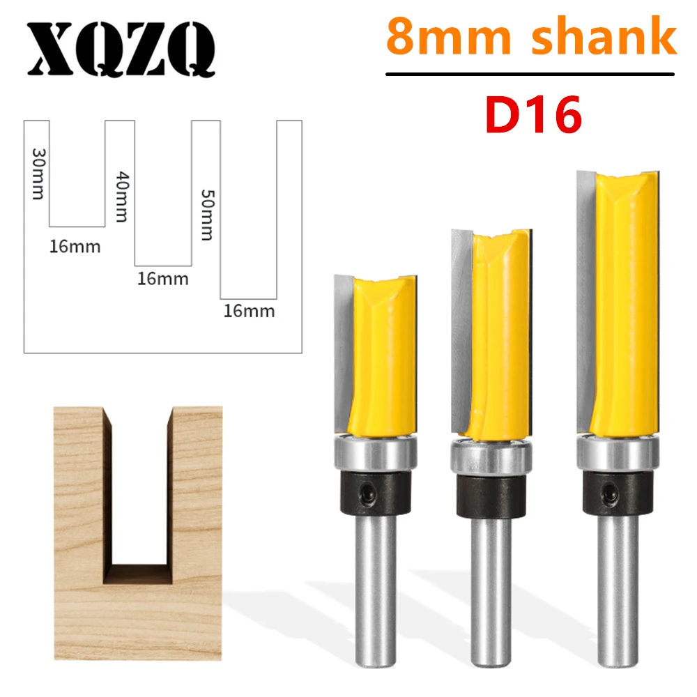 

8mm Shank Cover 16/19MM Template Trim Pattern Router Bit Carbide Cutter Woodworking Milling Cutters for Flush Trimmer Cleaning