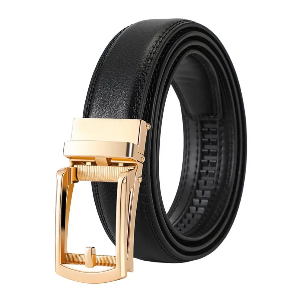 Men Belt Automatic Buckle Soft Simulated Leather Adjustable No Hole Belt with Fake Pin Jeans Trousers Automatic Buckle Belt 2026