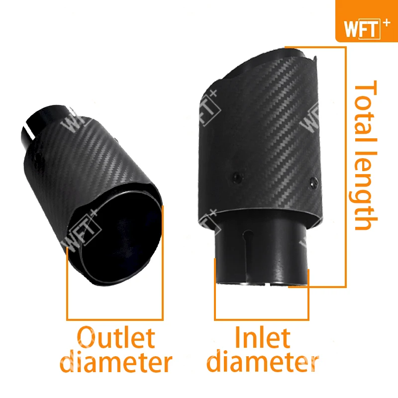 Carbon Fibre Car Exhaust Tip Matte Black Stainless Steel Muffler Tip Tail Pipe for modification car exhaust tip