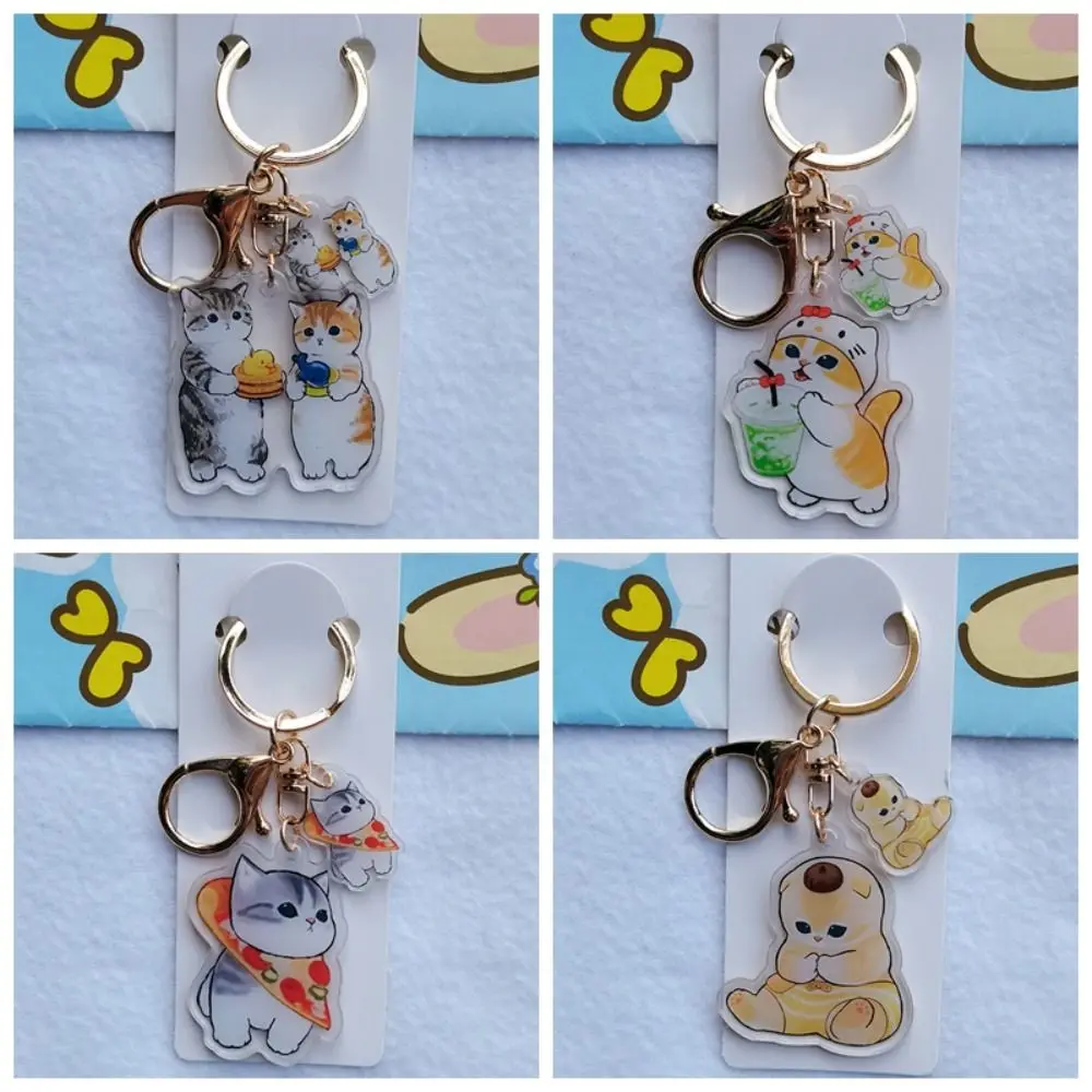 Double-Sided Shark Cat Keychain Key Chain Accessories Cartoon Transparent Cat Pendant Cute Animal Cat Keyring Student Gift