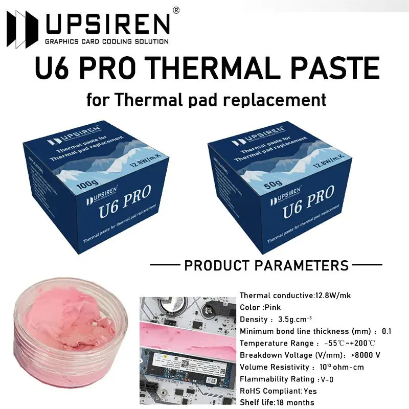 UPSIREN mastic thermique U6 PRO pour processeur VGA GPU IC refroidissement rapide tampon thermique remplacement mastic de blocage thermique haute Performance