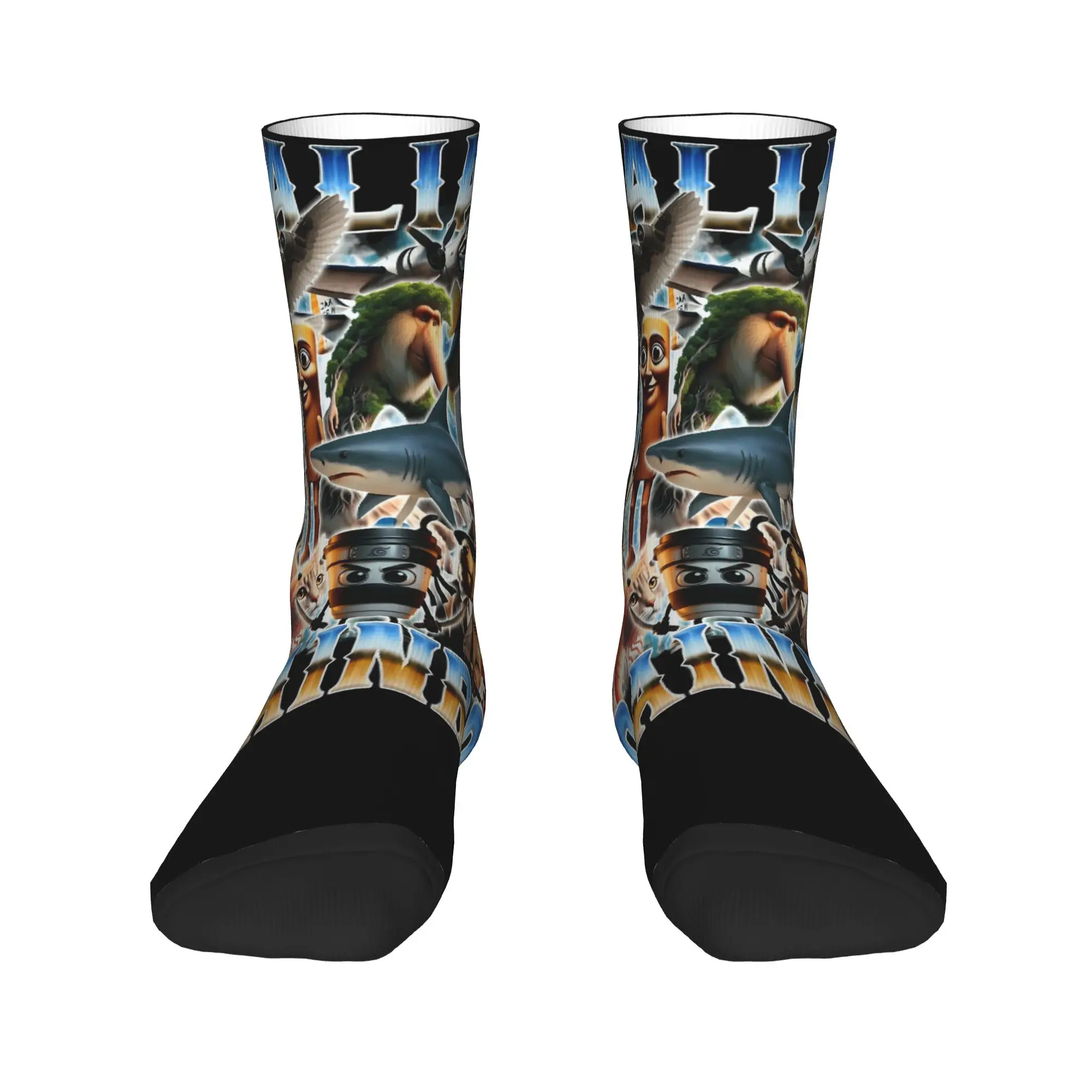 الإيطالية Brainrot الإيطالية Brainrot مضحك الميمات الجوارب عدم الانزلاق جوارب الرجال عالية الجودة الدراجات الجوارب الخريف مضحك تصميم الجوارب #2