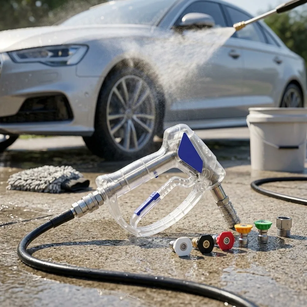 Quick Connect High Pressure Cleaner 5000 PSI with 360 Degree Rotating Connector and Five Nozzle Set for Gas Electric Washers