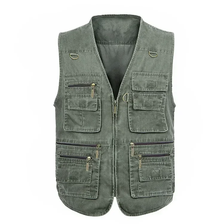 Summer Mens Casual Denim Jacket Extra Plus Size 6xl 7XL Cotton Sleeveless Khaki Vest Tactical Vest Fishing Vest Boys Outerwear