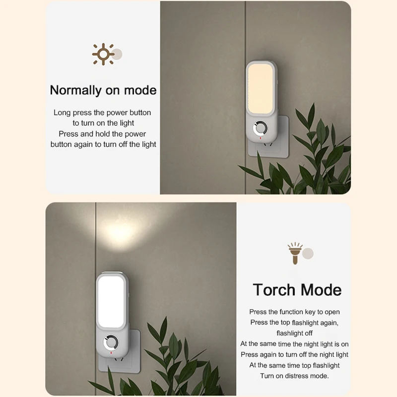 LED Induction Night Light Intelligent Wireless Charging Plug-In Aisle Corridor Night Bedroom Night Light With Flashlight