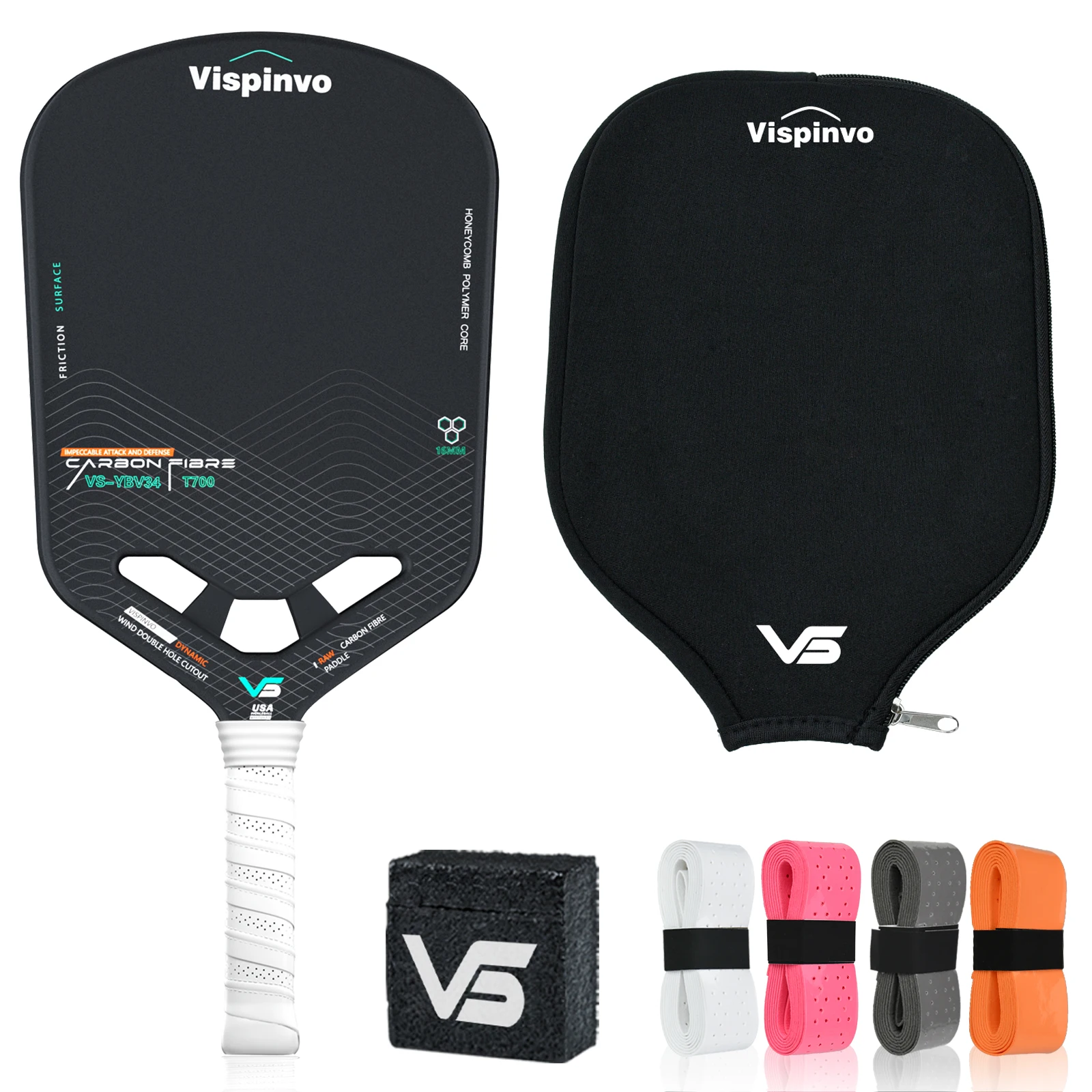 

T700 Carbon Fiber Edgeless Pickleball Paddle - Premium Gift Box Set, Heat-Pressed for Strength, and Dual Wind Tunnel Design for