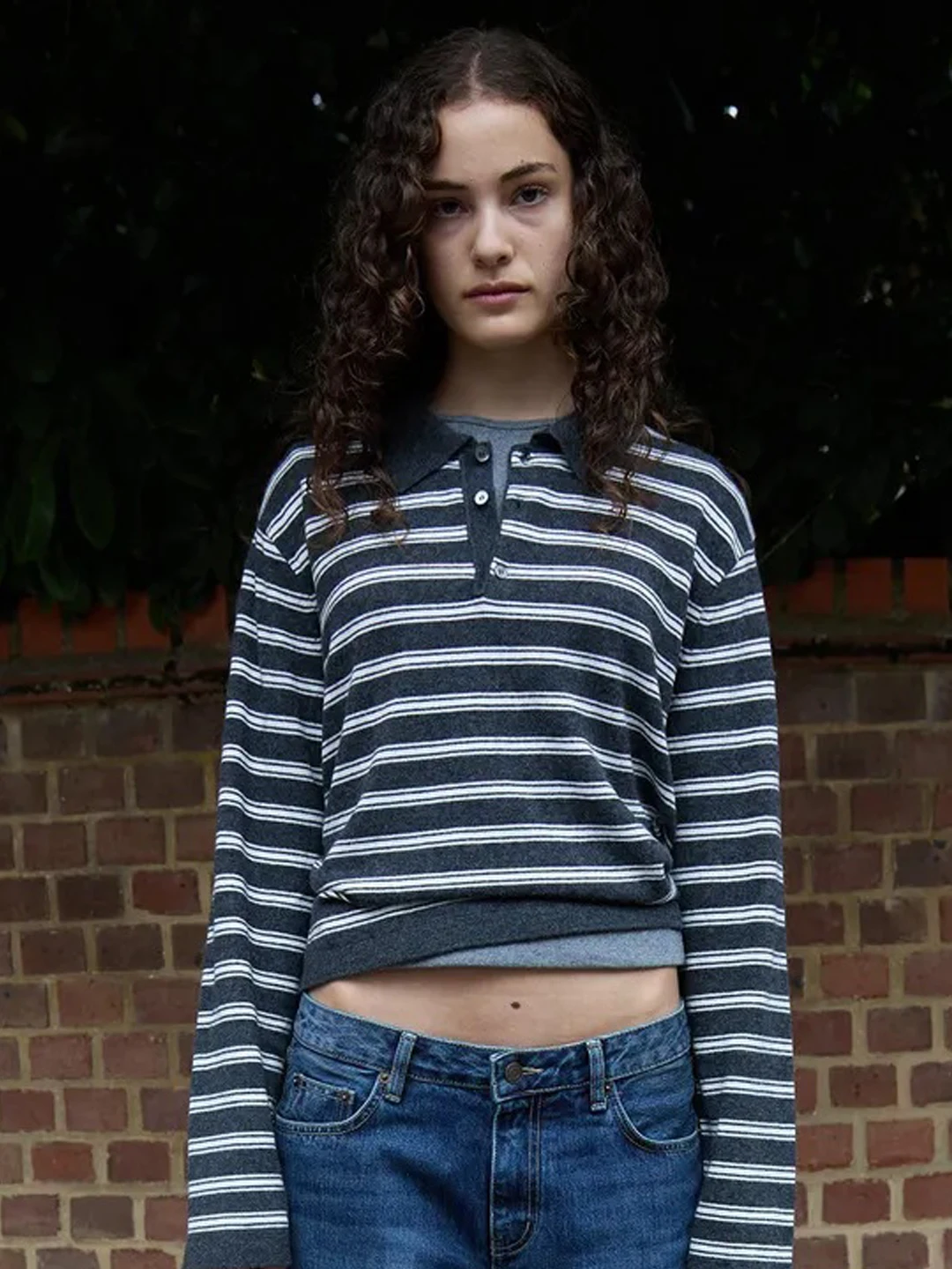 

Striped Sweater Women's Autumn and Winter New High-end Polo Collar Small Wool Knitting Sweater Mujer