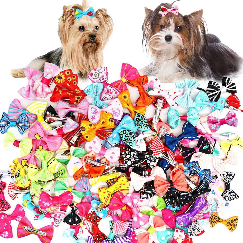 10/20/30PCS Kleine Hund Bögen Haar Zubehör Welpen Katze Bögen Mit Alligator Clip Haustier Hund Haar clips Handgemachte Pet Liefert Für Hunde
