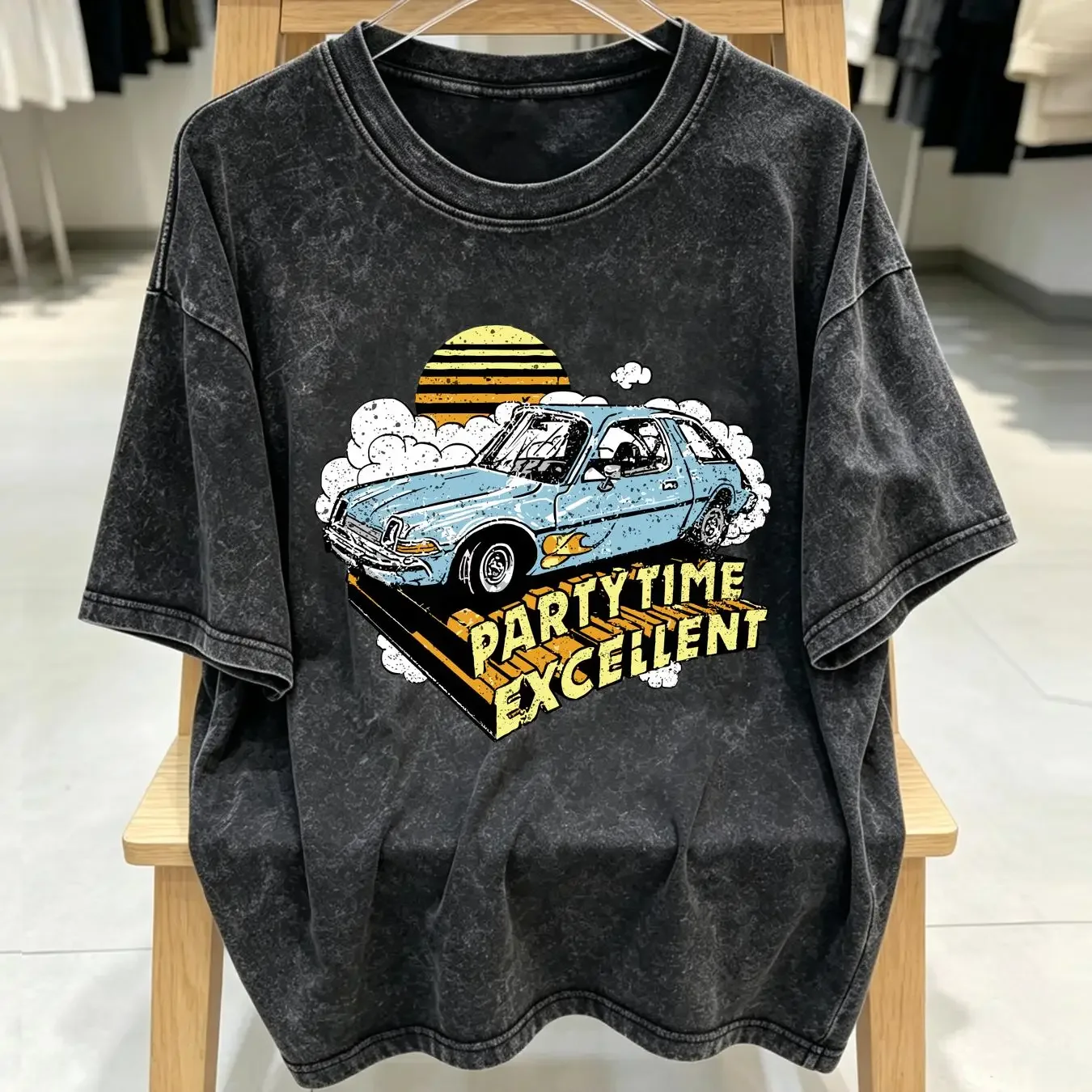 washed T Shirt Wayne's World Party Time Excellent Cult Classic Movie 90s Vintage Waynes Mens vintage Washed designer clothes