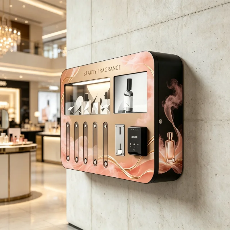 Wall Mount Perfume Vending Device Supports Five 100ml Cologne Bottles Equipped With Open SDK Secondary Development Interface