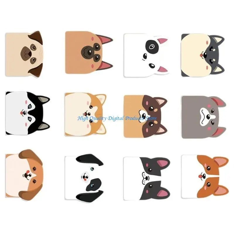 u2je 12x كرتون كلاب الكلاب لزجة الملاحظة Anamal memos اللذيذ اللذيذ اللذيذ المدرسي للفتاة