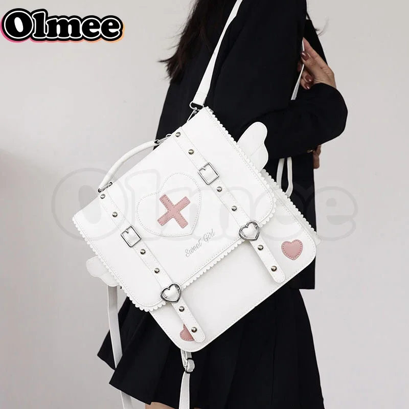 [Olmee] In Stock Little Sweet Girl Nurse Jirai Kei Hand Square School Bag Back Pack Backpack Wings Lolita Kawaii Ins Mine Xmas