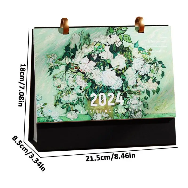ภาพวาดสีน้ํามันตารางปฏิทิน 2024 โต๊ะDesktop Decorน่ารักกระดาษPerencanaanสํานักงานเครื่องเขียนอุปกรณ์สํานักงาน