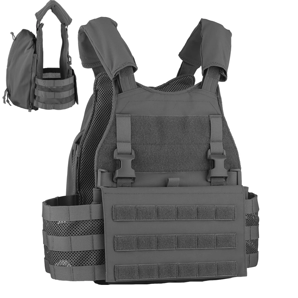 Wosport Beetle Tactical Vest Detachable Back Storage Bag 25mm Buckle Breathable Side Panels Padded Shoulder Straps for Airsoft