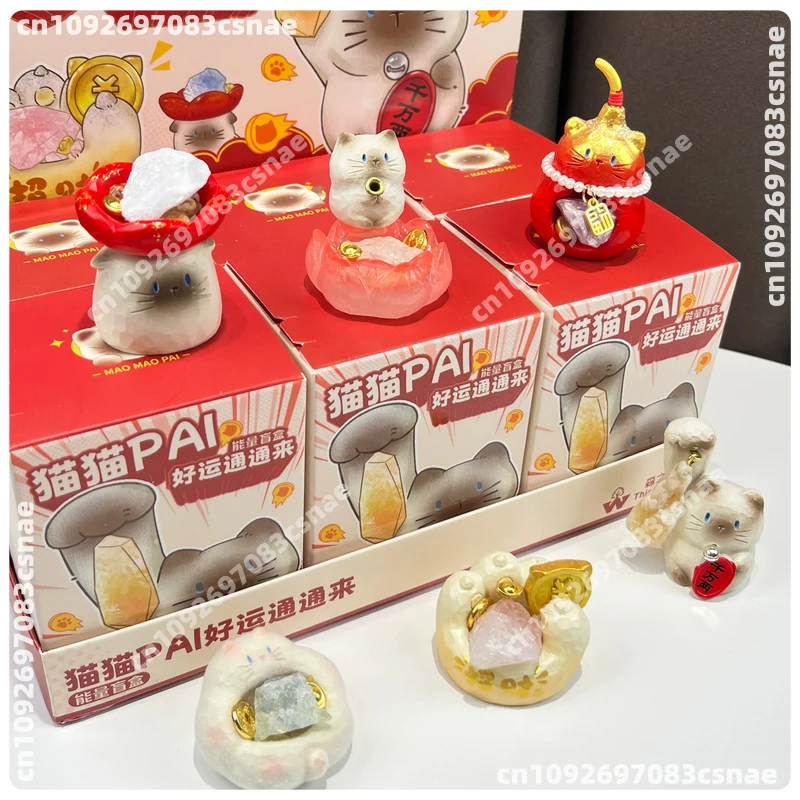 New Cat PAI Good Luck Meow Energy Blind Box Natural Crystal Desktop Decoration Cartoon Cute Meow Cute Ornaments Gift In Stock