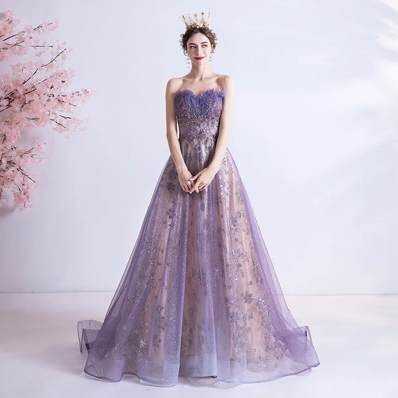2024 New Sexy Evening Dress For Party Strapless Sequin Shiny Wedding Dress For Bridal Quinceanera Dresses Vestido De Novia