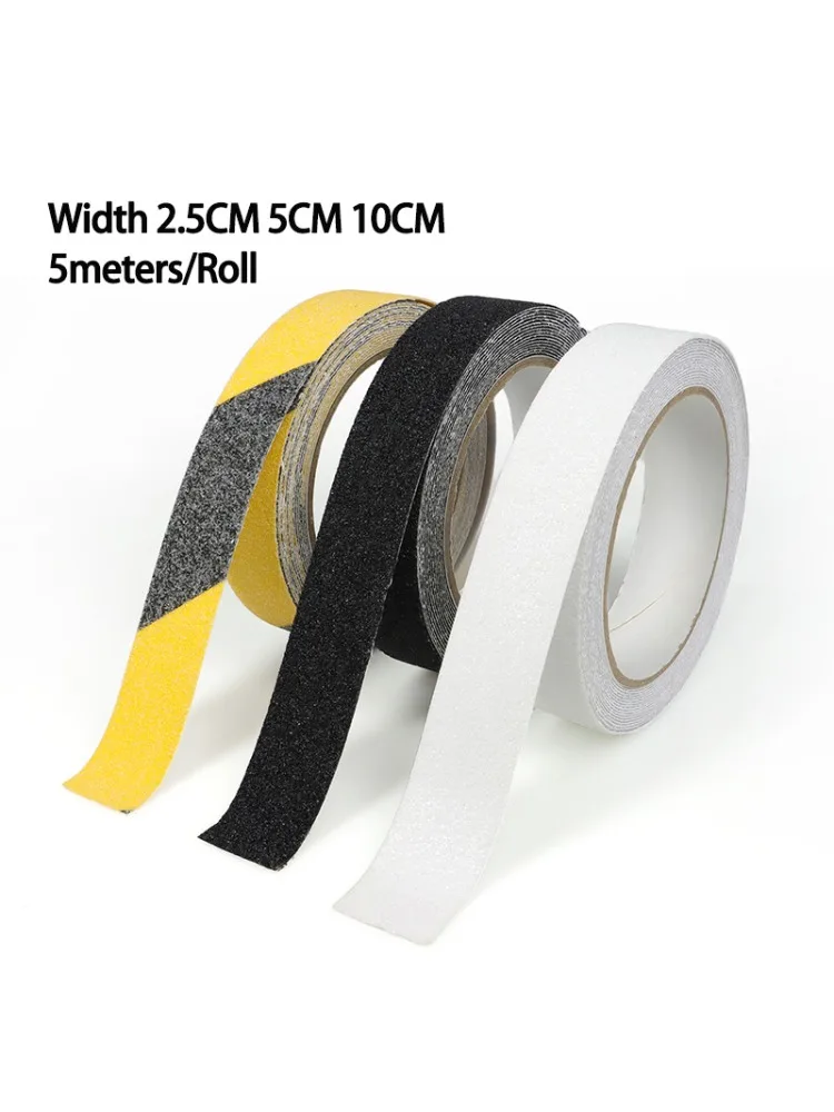 1Roll 5M Anti Slip Tape Breedte 2.5/5.0/10CM Anti Slip van Trappen en Traptreden Sterke Grond Slijptape Gevaar Waarschuwing Veiligheidstapes - afbeelding 2
