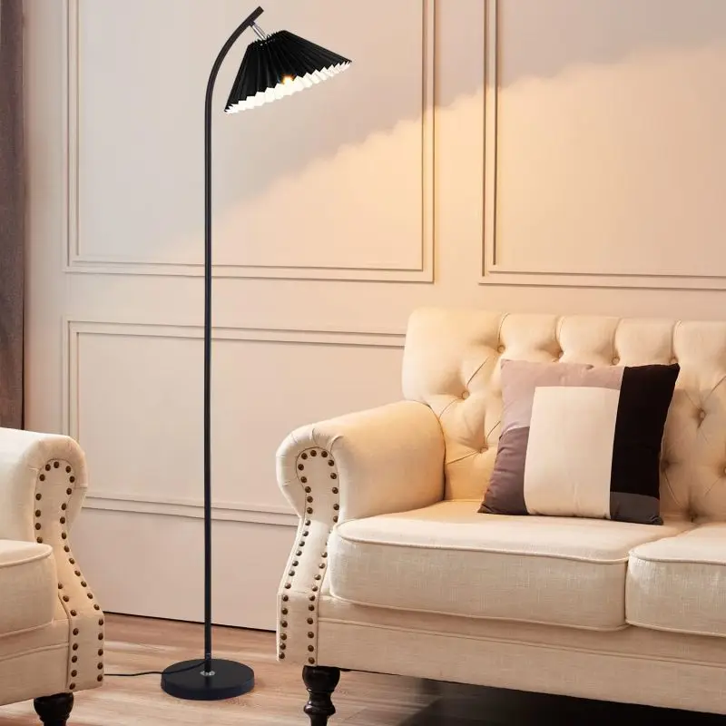 Nordic Pleated Fabric Floor Lamp Modern Simple Standing Light Living Room Decor Sofa Bedroom Led Bedside Floor Lamp Night Light