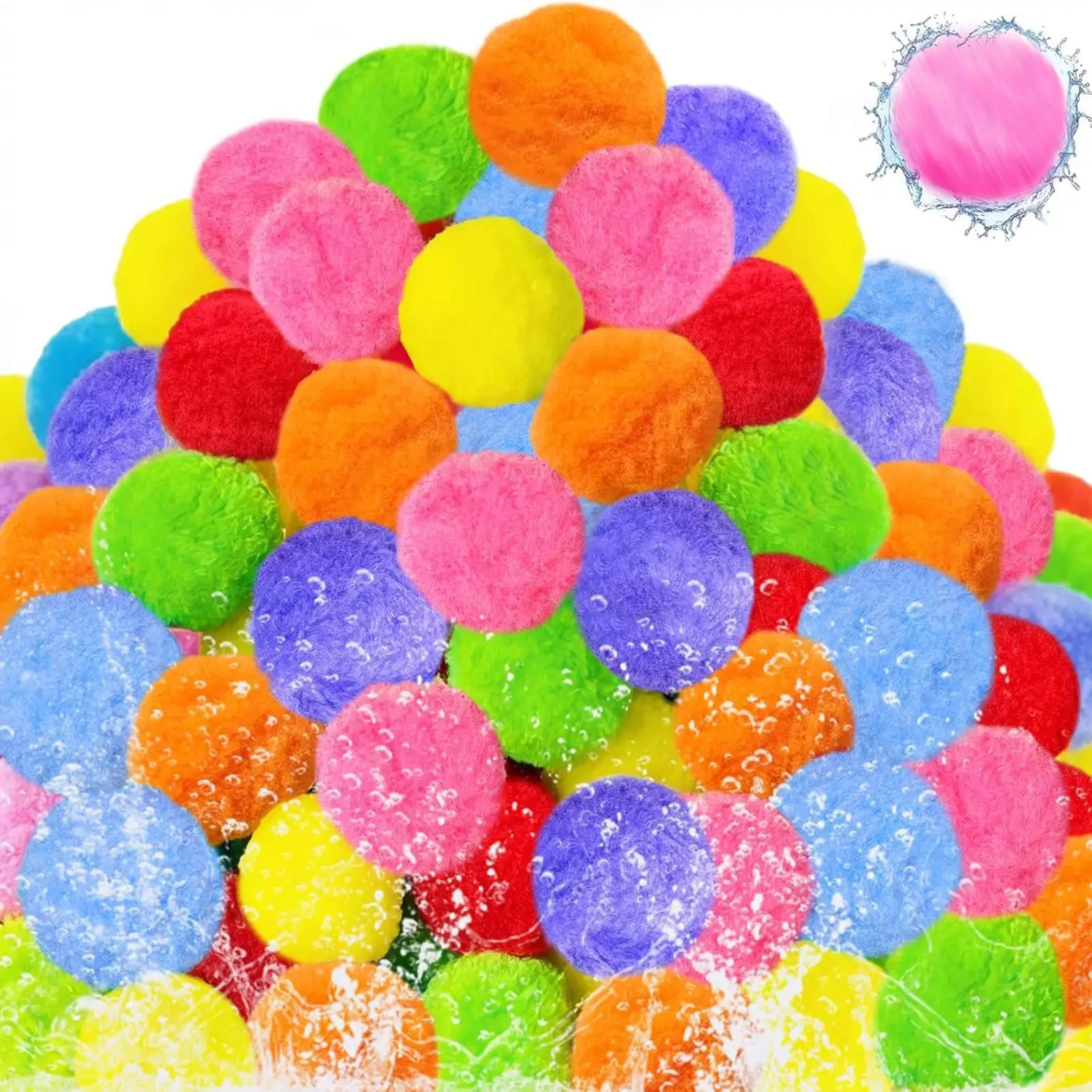 Water Splash Balls 100 Pieces Reusable Absorbent Interactive Toy Splash Bombs For Boy Girl Teens Family Bath Lawn Beach Party