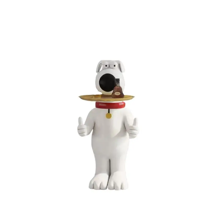 Large Thumbs Up Dog Tray Statue Floor Standing Resin Art Toy Home Decor for Living Room Sofa TV Cabinet Side Housewarming Gift