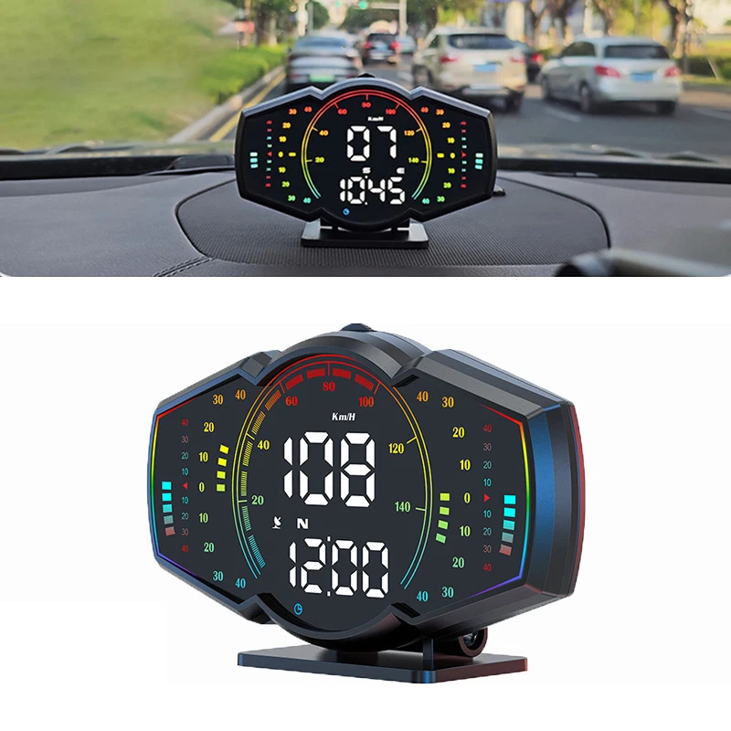 Car GPS Speed HUD For Truck Vehicles Angle Measurement Speedometer GPS Compass Head Up Display KMH MPH Gauge Meter Speed Alarm