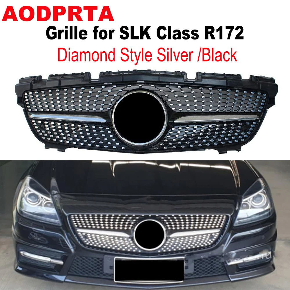 

Diamond Radiator Style Front Bumper Grille Grill Mesh Hood for Mercedes SLK Class R172 SLK250 SLK350 2012-2016