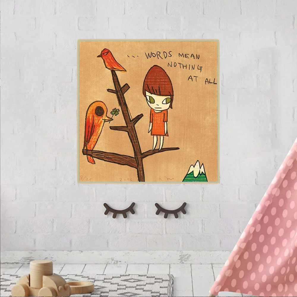 Yoshitomo Nara《Words Mean Nothing at All》Canvas Art Oil painting Artwork Poster Picture Modern Wall decor Home Decoration