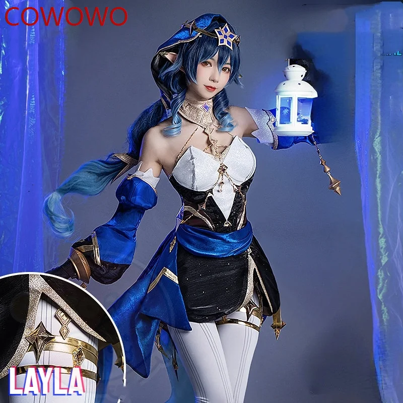 

Костюм для косплея COWOWO Genshin Impact Layla, косплей, искусственная игра, униформа для ролевых игр Hallowen, новая одежда, полный комплект платья