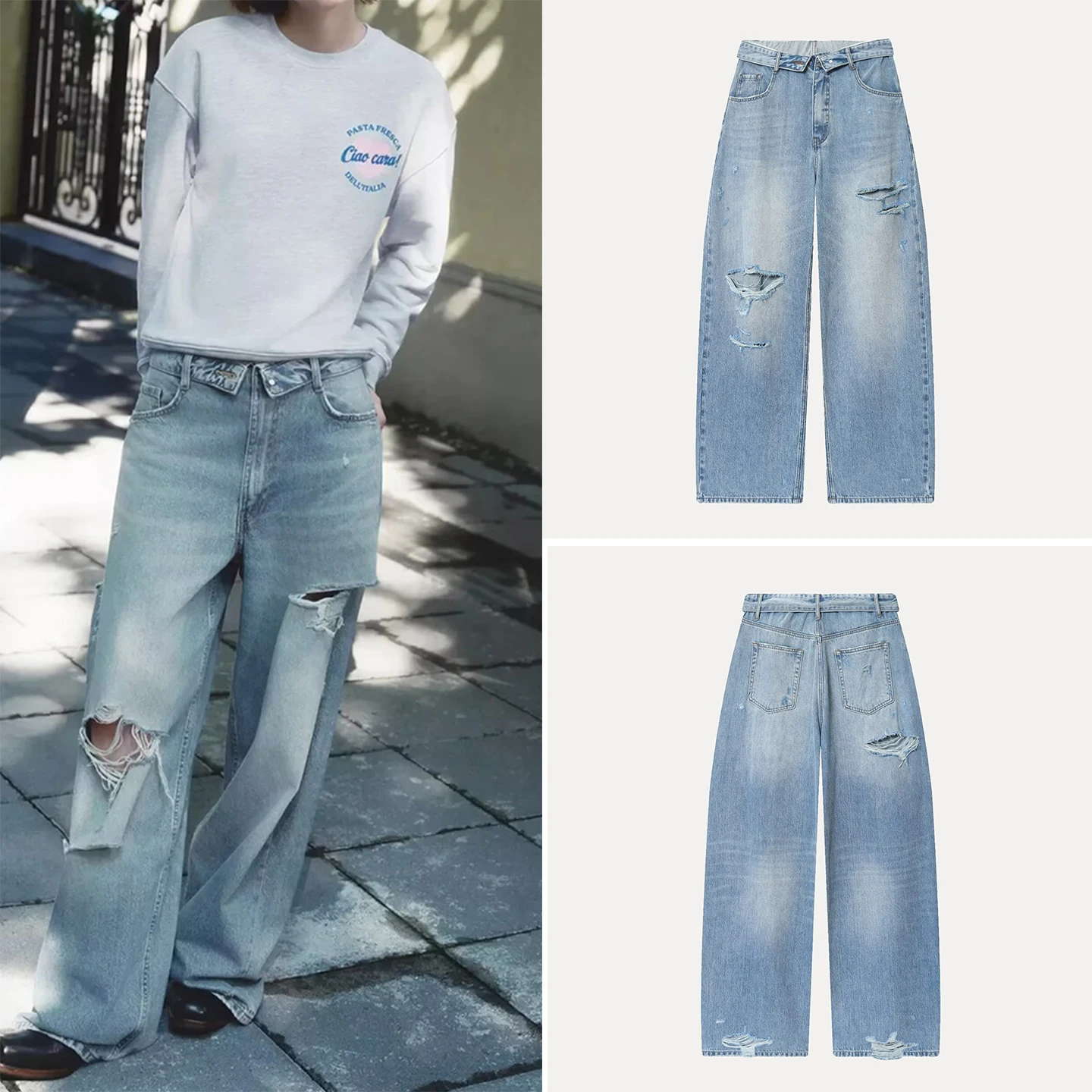 Faionable Personali منتصف الخصر مكبل الدينيم الجينز المرأة قسط الخريف وصول جديد Z الوقوف صالح مايكرو تمتد