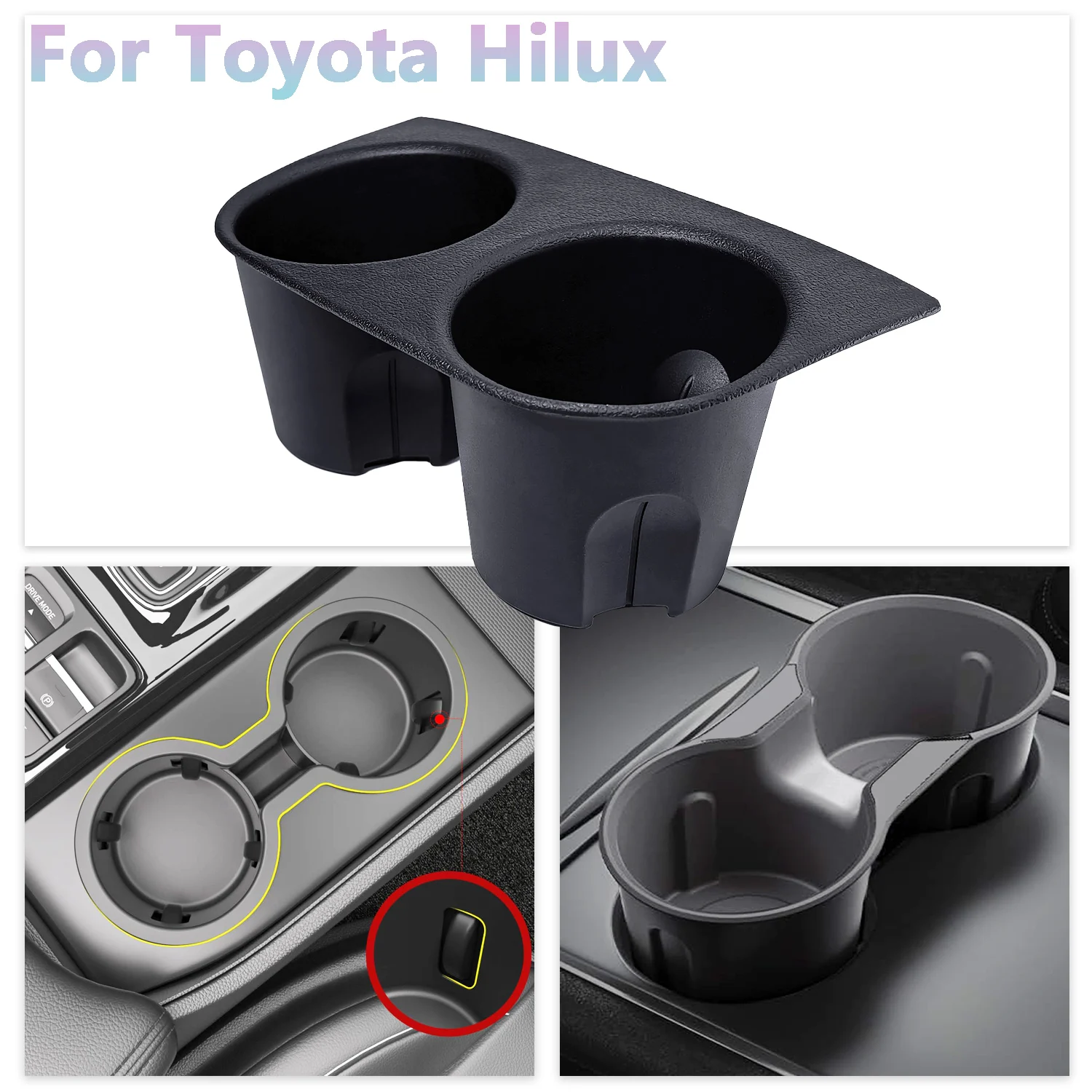 For Toyota Hilux SR5 2015-2022 REVO TPE Removable Center Console Cup Holder Anti-Slip Waterproof Cup Holder Insert Accessories