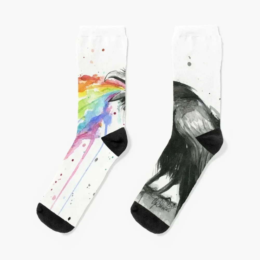 

Raven Tastes the Rainbow Socks Sports cartoon Men's golf Men's Socks Luxury Women's hiking winter gifts crazy Socks Man Women's