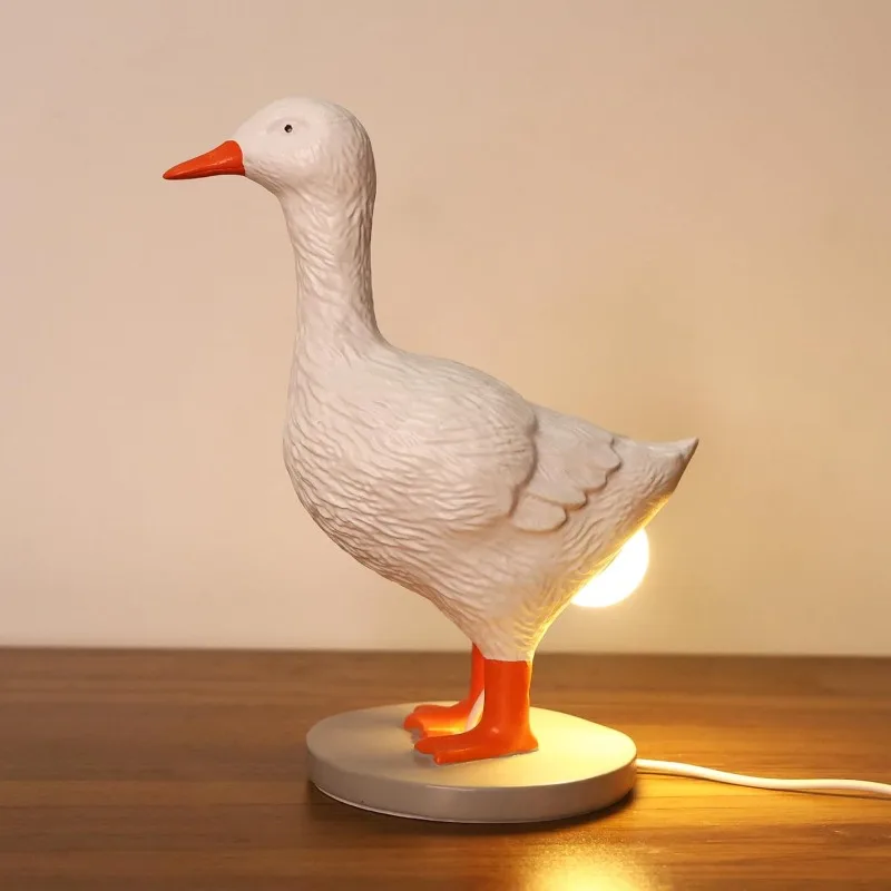 Duck Laying Egg Lamp Resin Ornament Duck Night Light Table Lamp Warm Lighting Glowing Home Decoration for Living Room Children\'s