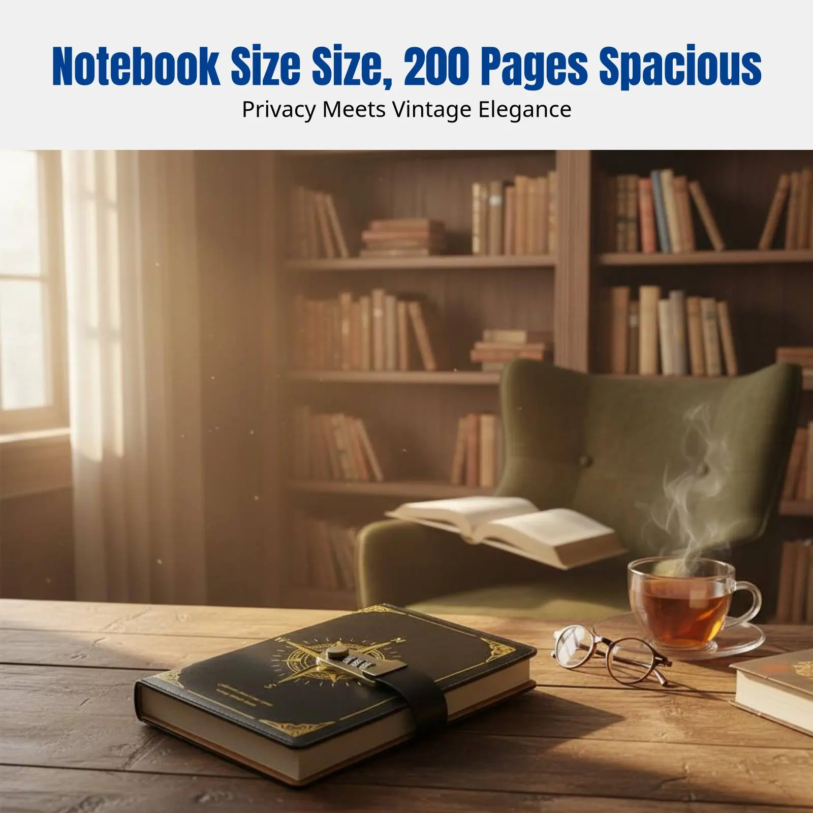 

Secure Notebook with Lock, Vintage Design, 2025 Edition, Simple Literary Style, PU Cover, Standard Size, For Men and Women